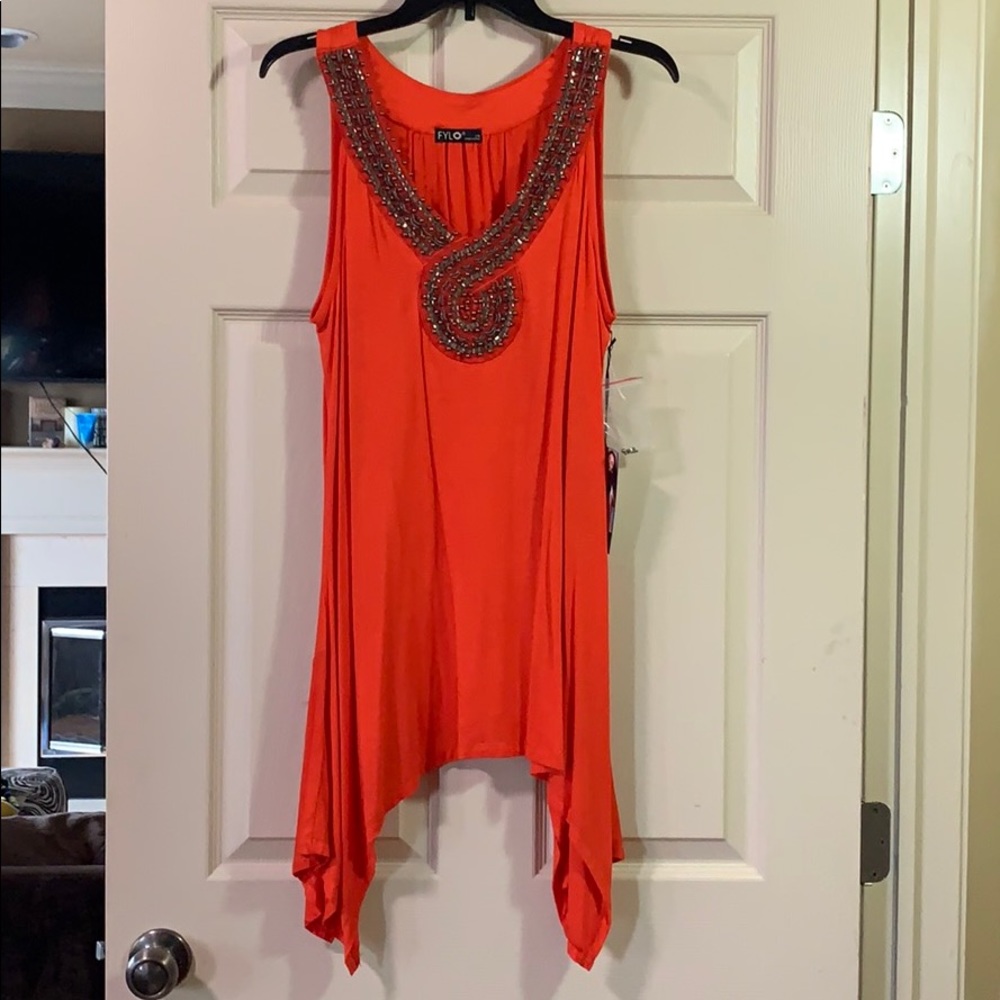 NWT Large flowy top with beautiful beading